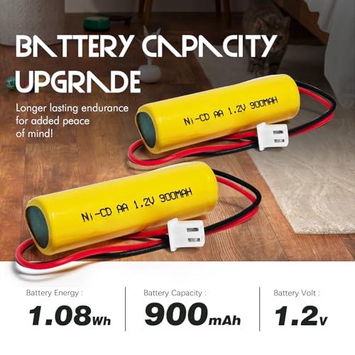 2-Pack 1.2V 900mAh Ni-CD AA Exit Sign Battery for Lithonia Unitech - size: 2-Pack 1.2V 900mAh