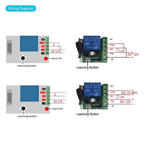 QIACHIP DC 12V 1CH 433Mhz RF Wireless Relay Remote Control Light Momentary Switch Transmitter with Receiver (3 Relays) - color: KR1201B_3