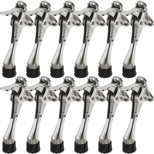 Chumia Heavy Duty Kick Down Door Stopper Metal Doorstop, Steel Gray, 12 Pcs - color: Steel Gray