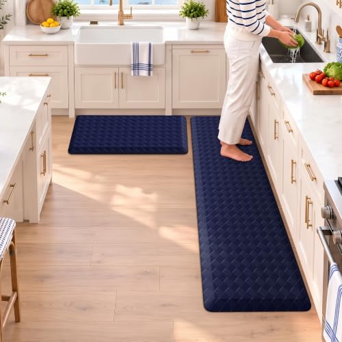 TranquilRelax 4/5 Inch Cushioned Anti Fatigue Kitchen Mats for Floor, Blue - color: Blue, size: 2-Piece | 28"+59" | Extra Thick