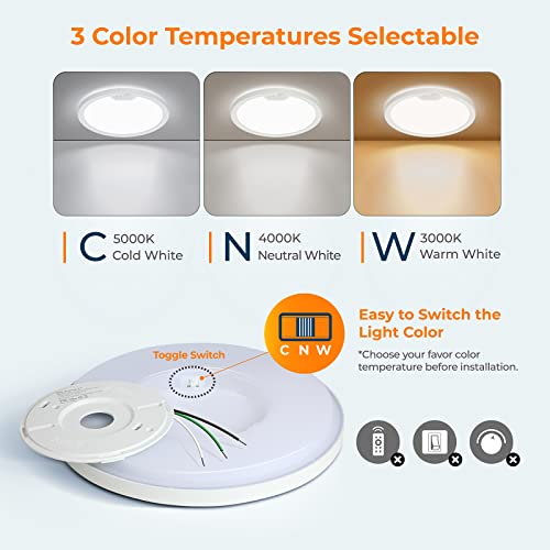 BLNAN Motion Sensor Ceiling Light Wired, 12 Inch 3000K 4000K 5000K Selectable LED Flush Mount Light Fixture, Motion Activated Light with Timer for Hallway Stair Walk-in Closet, Non-Dimmable - size: 12inch-1pack White