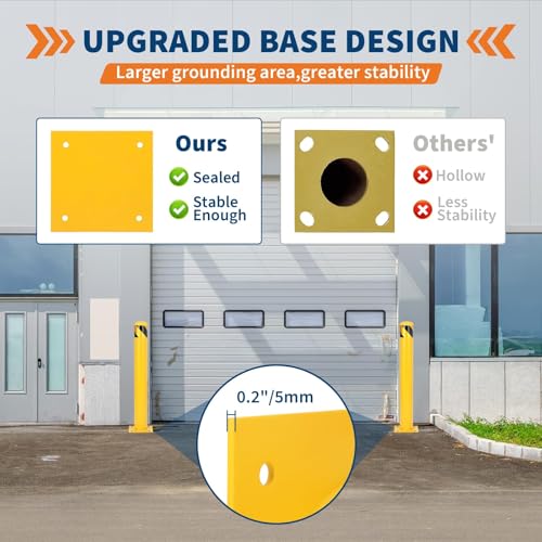 Safety Bollard Traffic Bollard 42 Inch Height Bollard Post, 4.5 Inch Diameter Q235 Steel Bollard Post, 2 Pack Heavy Duty Steel Safety Post for Driveway Parking Lot Garage Traffic Control - size: 42"*4.5"- 2 Pack