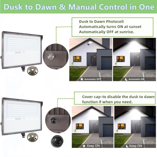 240W Outdoor LED Flood Light Dusk to Dawn with Knuckle, 33600LM 1500W Equivalent, 100-277V 5000K Daylight, ETL Commercial LED Flood Light Fixture, Outdoor Security Lighting for Landscape/Parking Lot - size: 240W