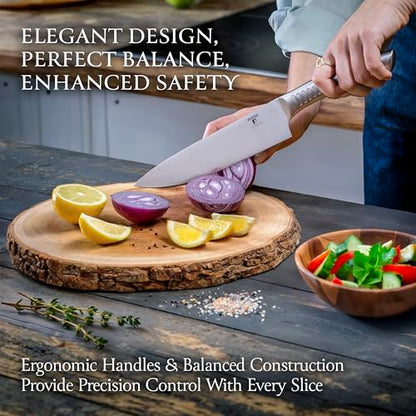 Moss & Stone Small 6 Pcs Kitchen Knife Set with Block, Stainless Steel - color: Stainless Steel, size: 6 Pcs