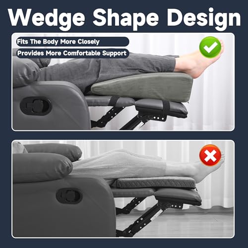 MABOZOO Wedge Recliner Leg Pillow, Foam Extra Large Foot Rest Cushion with Adjustable Straps, Recliner Footrest Extender Leg Elevation Pillow Wedge Pillow for Recliner, Bed, Sofa, Couch (Gray) - color: Gray