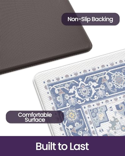DEXI Kitchen Floor Mats Cushioned Anti Fatigue Runner Rug, Light Blue - color: Light Blue, size: 107"L x 24"W x 0.4"Th
