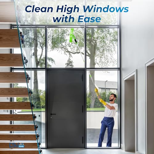 DSV Standard Professional Window Squeegee for Window Cleaning, 2 in 1 Rotatable Window Cleaning Squeegee Kit with Extension Pole, 62” Window Cleaning Tool for Indoor/Outdoor High Windows, Home, Car - size: 62 inches