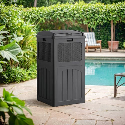 Flamaker 30 Gallon Trash Can, Resin Outdoor Garbage Can with Lid - color: Gray, size: 1 Pack
