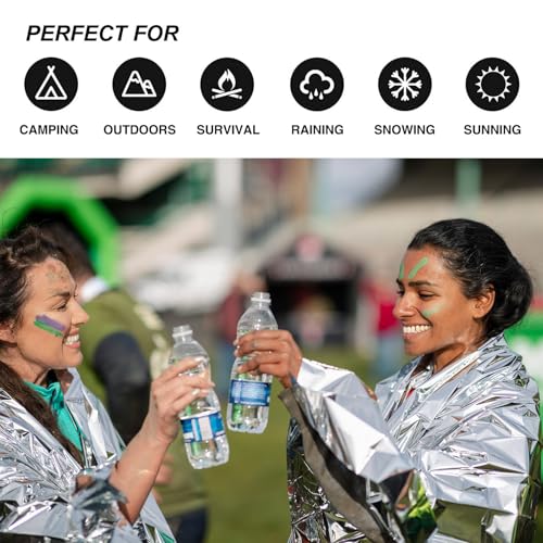 20 Pcs Emergency Mylar Thermal Blanket,High Reflectivity Survival Blanket,Reusable & Waterproof for Outdoor,Camping,Hiking,First Aid,Plant Growth,Garden Greenhouse (Silver)
