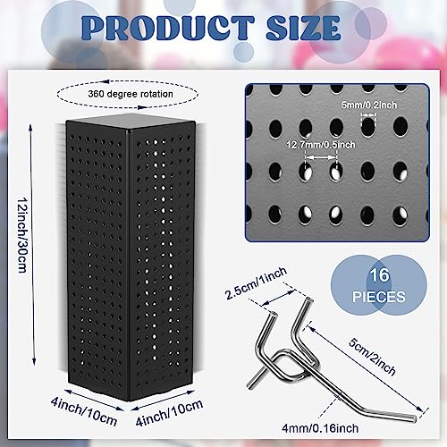 Geelin Rotating Countertop Display Kit with 16 Peg Hooks Four Sided Pegboard Spinner Organizer 4 x 4 x 12 Inches Retail Display Racks Revolving Metal Countertop for Keychain Supplies(Black) - color: Black