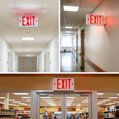 LED Exit Sign with Emergency Light,Double-Sided&Battery Backup 2Pack - size: EM114-2Pack