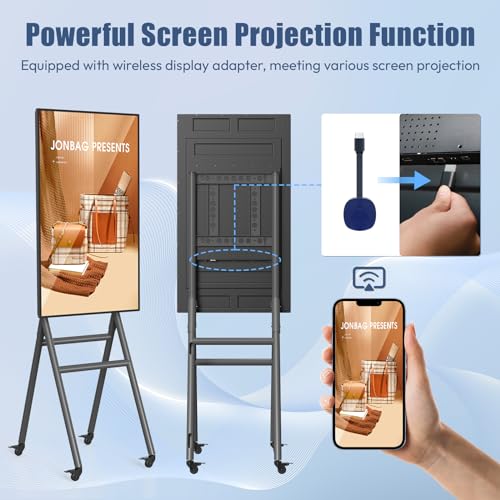 MWE 43 Inch Mobile Digital Signage Display Kiosk with Flight Case, Portable Digital Poster with Screen Mirroring App Publishing, Advertising Display Kiosk, Android OS - style: NonTouch-Screen