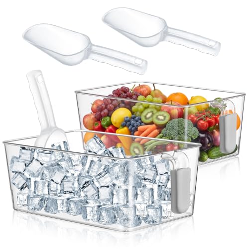 Havawish Ice Storage Bin and Flexible Scoop Set Plastic Freezer Bin - color: Gray, size: 10.83 x 7 x 4.33 in, style: Classic
