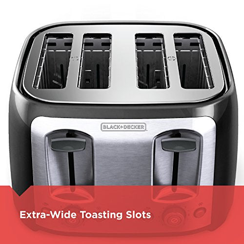 BLACK+DECKER 4-Slice Toaster with Extra-Wide Slots - color: Black, size: 4-Slice