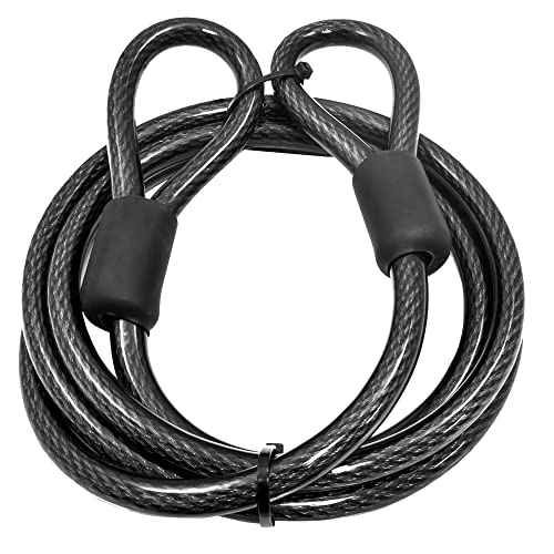 Lumintrail 10mm Heavy-Duty Security Cable, Vinyl Coated Braided Steel with Sealed Looped Ends (4', 7', 10', 15', or 30') (7-FT) - size: 7-FT