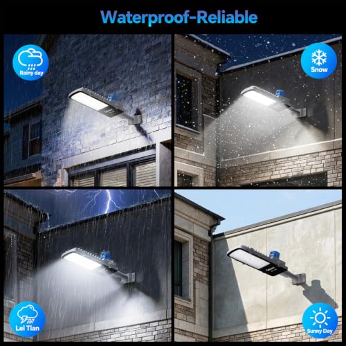 Gebosun 200W LED Street Light Outdoor, Dusk to Dawn with Photocell Sensor, 9600LM 6000K, IP65 Waterproof AC Powered Yard Light, Wall & Pole Mount Security Light for Garage Yard Warehouse