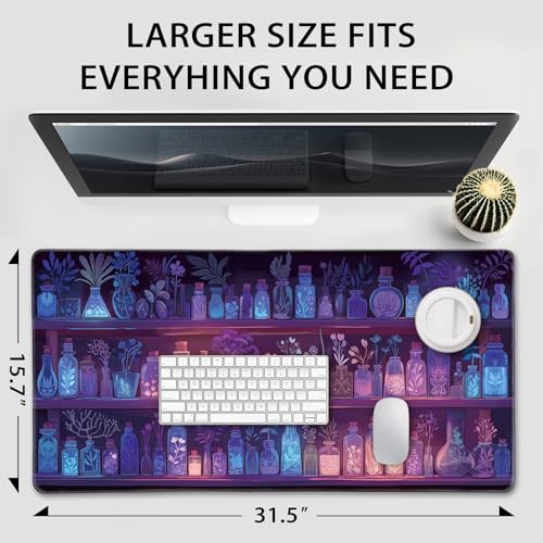 Mystical Potion Bottles Large Gaming Mouse Pad Desk Mat 31.5x15.7 - color: Mystical Potion Bottles