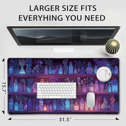 Mystical Potion Bottles Large Gaming Mouse Pad Desk Mat 31.5x15.7 - color: Mystical Potion Bottles