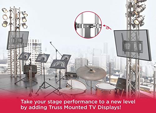 Mount-It! Universal Truss & Pole TV Mount with Quick Release Clamp, Stage & DJ Lighting Truss TV Bracket for 48–51mm Pipes, VESA 100x100–400x400, 32–55 Inch Screens, 88 lb Capacity