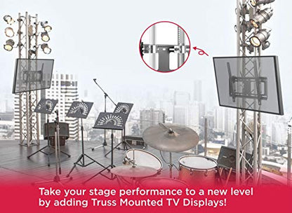 Mount-It! Universal Truss & Pole TV Mount with Quick Release Clamp, Stage & DJ Lighting Truss TV Bracket for 48–51mm Pipes, VESA 100x100–400x400, 32–55 Inch Screens, 88 lb Capacity