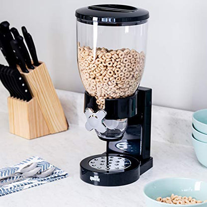Honey-Can-Do Dry Food Dispenser, Single Control, Black/Chrome