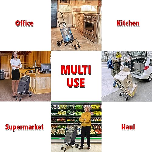 dbest Products Trolley Dolly Rover with Bag, 4 Wheeled Grocery Shopping Cart Push Folding Utility Hand Truck Swivel Wheels Garden Lightweight Luggage Carrito de Compras Plegable - size: Rover With Bag
