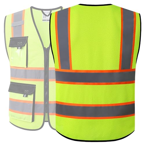JKSafety Safety Vest for Men Women Hi Vis Reflective Vest JK220 Yellow XL - color: Jk220-yellow, size: X-Large