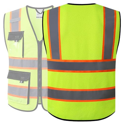 JKSafety Safety Vest for Men Women Hi Vis Reflective Vest JK220 Yellow 3XL - color: Jk220-yellow, size: 3X-Large