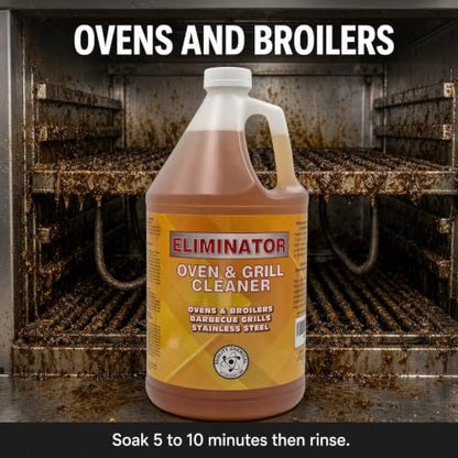 Quality Chemical Eliminator Oven & Grill Cleaner | Loosens Grease Fat Build-Up | Ovens Broilers BBQ Grills Hoods Stoves Fryers Stainless Steel | Ready to Use Soak 5-10 Min Rinse 128 oz (Combo)