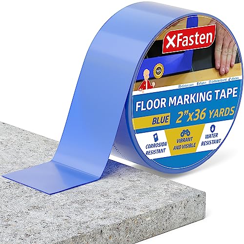 XFasten Vinyl Floor Tape 2 Inch x 36 Yards 6 Mils | Gym and Court Marking Tape for Outdoor, Gymnasium, Classroom | Blue Marking Tape for Dancefloor - color: Blue