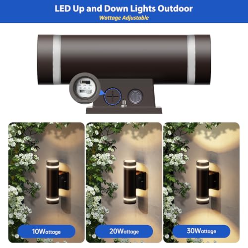 dephen Up Down Outdoor Wall Light with Dusk to Dawn, Integrated LED Sconce