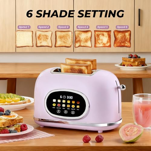 Roter Mond Toaster 2 Slice Touchscreen Stainless Steel, Light Purple - color: Pink