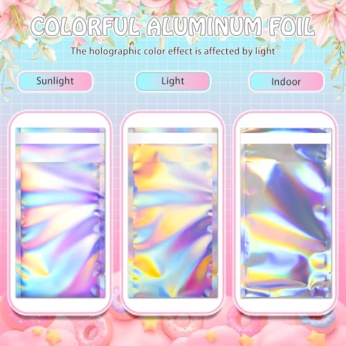 FUNFERY 4x6 in Holographic Mylar Poly Mailers Self Sealing Adhesive Bag - color: Holographic Self Adhesive-50P, size: 4x6 inch