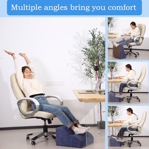Foot Rest for Under Desk at Work.Multifunctional 3-Tier Foot Stool - color: Standard-light Blue
