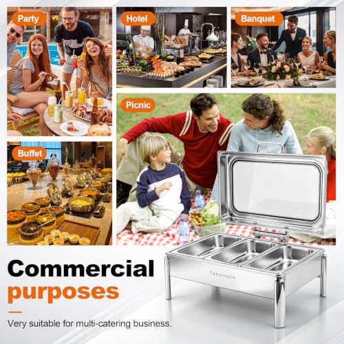 9QT, Electric Chafing Dish Set,Electric Chafing Dishes Warming Trays Buffet Warmer,Food Servers Warmers Sets Party Commercial Buffet Set for Parties,Full Size & Half-Size &Three-Section,400w