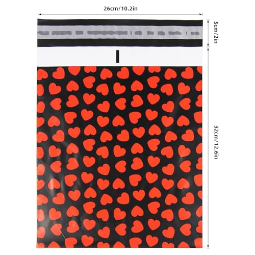 10x13 Inch TONESPAC 100 Pack 3.15Mil Poly Mailers Lovely Hearts Valentines Shipping Bags, Self-Sealing Non-Padded Envelopes for Small Business, Waterproof Poly Mailing Bags - Lovely Hearts - color: Lovely Hearts