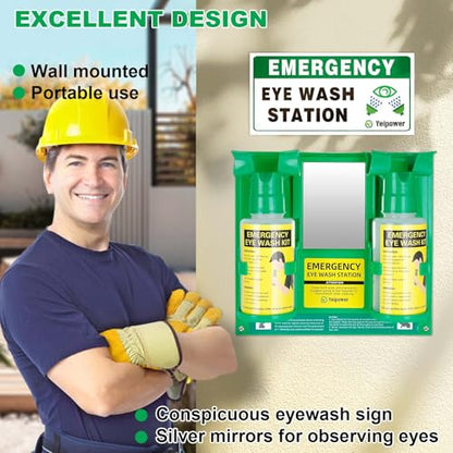Portable Eyewash Station OSHA-Approved - Upgraded Emergency Eye Wash Bottles Flush Kit Clean Both Eyes Simultaneously Wall Mounted 16oz （No Solution） - color: 1Pcs