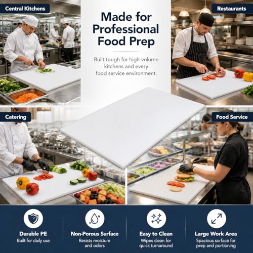 Commercial Cutting Board, Plastic Poly Kitchen Board Dishwasher Safe, Heavy Duty Food Prep Surface for Restaurant Use (60"L x 30"W x 0.57"Th) - color: White, size: 60"L x 30"W