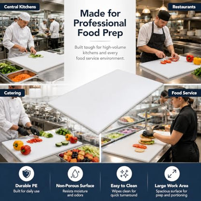 Commercial Cutting Board, Plastic Poly Kitchen Board Dishwasher Safe, Heavy Duty Food Prep Surface for Restaurant Use (60"L x 30"W x 0.57"Th) - color: White, size: 60"L x 30"W