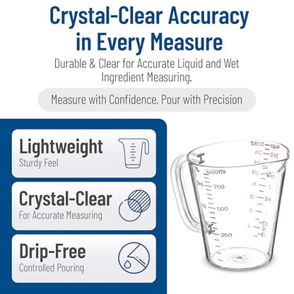 Carlisle FoodService Products 4314307 Commercial Plastic Measuring Cup, 1 Quart, Clear (Pack of 6) - size: 1 Quart, style: 6 Pack