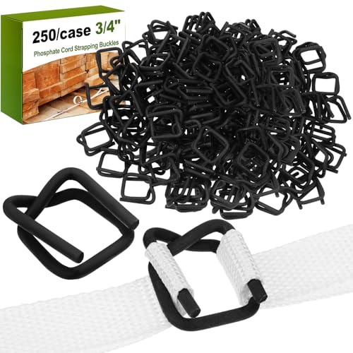 Shimeyao 250/case 3/4" Phosphate Cord Strapping Buckles Reusable Heavy-Duty Metal Wire Buckle with Phosphate Coating for Woven Cord Strapping