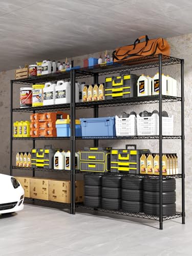 Golpart 5Tier Adjustable Storage Shelves Metal Wire Shelving Standing Shelf - color: Black, size: 5-tier-18"Dx46"Wx77"H