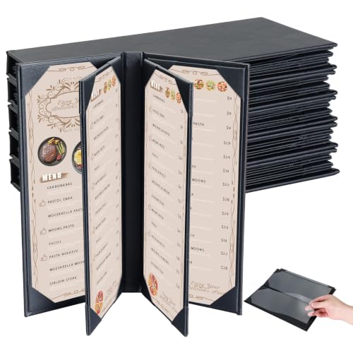 5pcs 6 View Restaurant Menu Covers 4.25 x 11" with PVC Cover - size: 5 pcs/4.25 x 11"/6 views