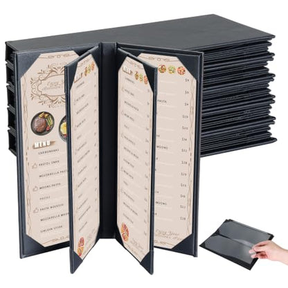 5pcs 6 View Restaurant Menu Covers 4.25 x 11" with PVC Cover - size: 5 pcs/4.25 x 11"/6 views