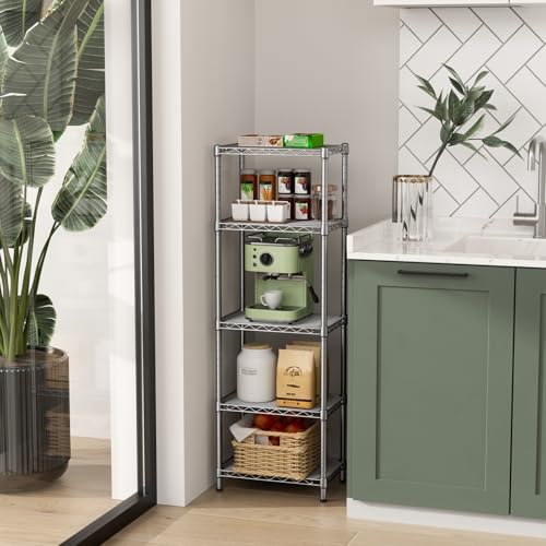 Golpart 5Tier Adjustable Storage Shelves Metal Wire Shelving Standing Shelf - color: Grey, size: 5-tier-10"Dx16"Wx55"H