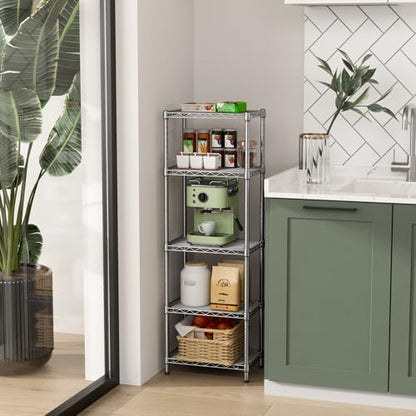 Golpart 5Tier Adjustable Storage Shelves Metal Wire Shelving Standing Shelf - color: Grey, size: 5-tier-10"Dx16"Wx55"H