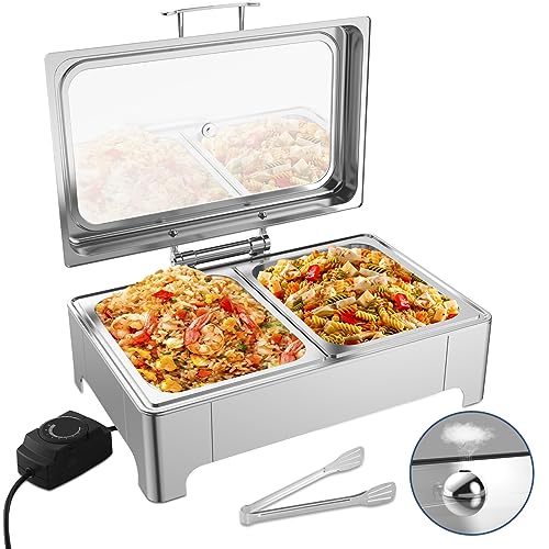 2 x 4.5QT Electric Chafing Dish, Half Size Buffet Warmer Set - size: 606-Dual Pan