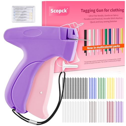 Stitch Gun for Clothes - Handheld Stitch Gun Quick Clothing Fixer - Tagging Gun - Includes 6 Needle, 1000 Black Fasteners & 1000 White Fasteners - color: PURPLE-PINK