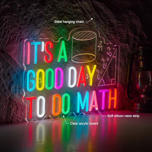 It's A Good Day To Do Math Neon Sign Colorful LED Light for Classroom Wall Decor Math Teacher Lover Student Gift Home Office Study Room Fun and Inspirational Math-Themed Neon Light - color: Pink Blue