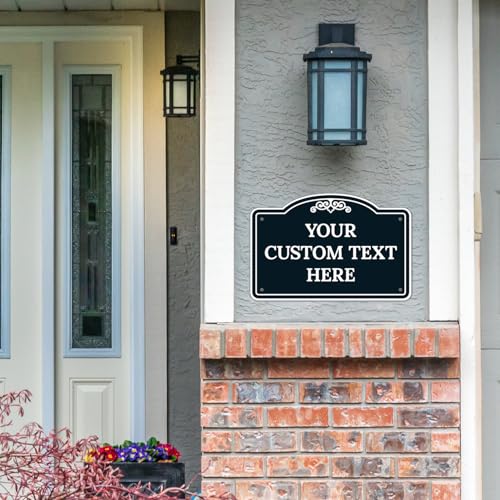 Custom Decorative Sign, Personalized Metal Sign for Business, Driveway, Home, Office Door Plaque, Black Background Sign, 12x18 Inches, ACM, Made in USA by Sigo Signs - color: Black Background, size: 12x18 ACM